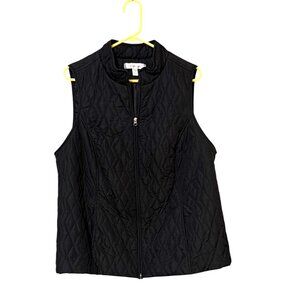Croft & Barrow Womens Black Quilted Vest 1X With Full Zip Front &‎ High Collar